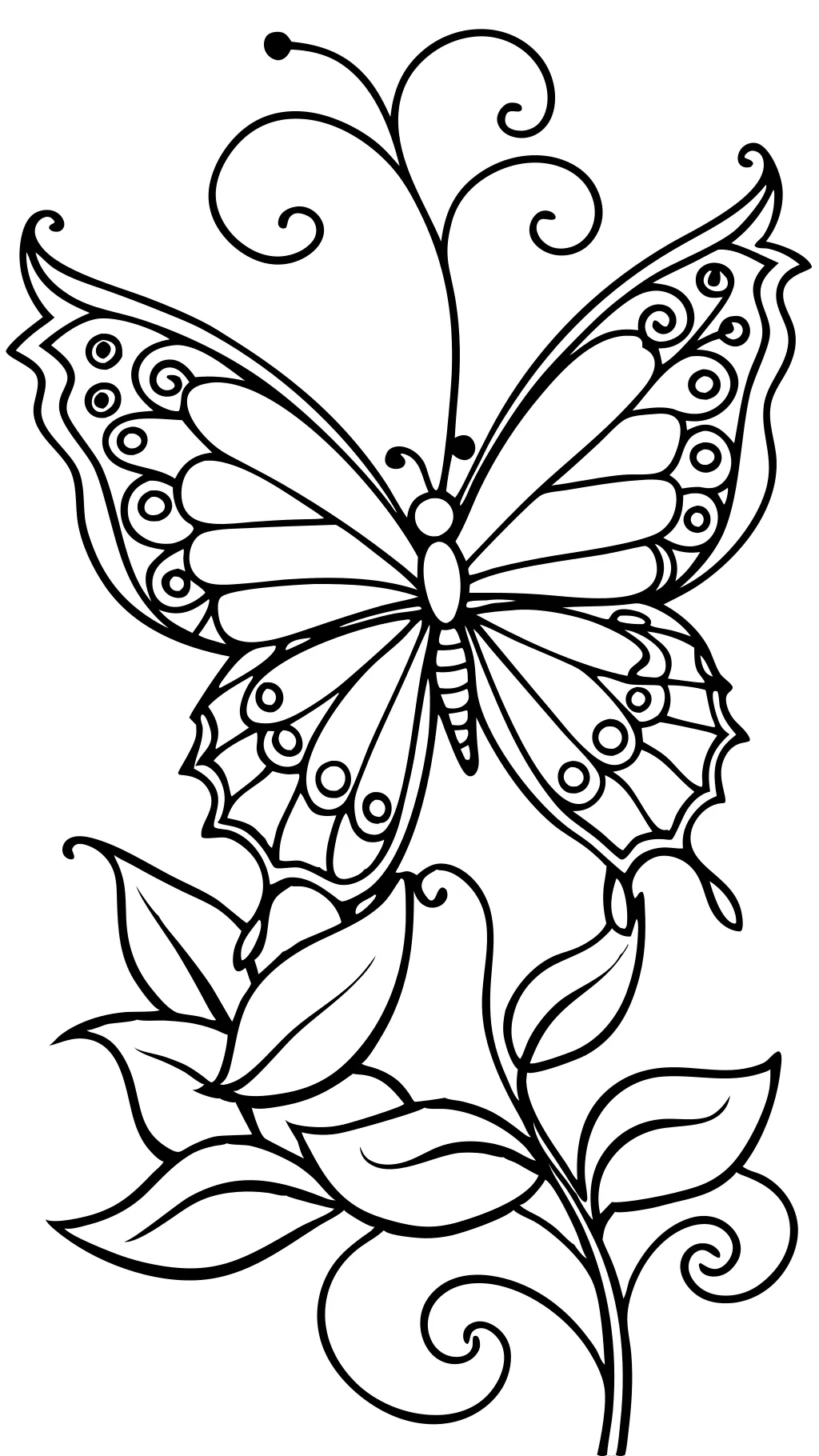 Mariposa en páginas para colorear de flores